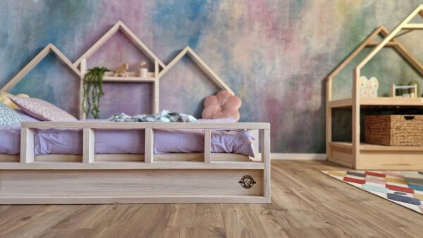 Bodenbett 100x200 mit Rausfallschutz – Frontalansicht Modell VISP