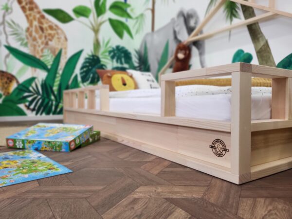 Bodenbett 160 – Detailaufnahme des Modells AMSTERDAM mit Rausfallschutz