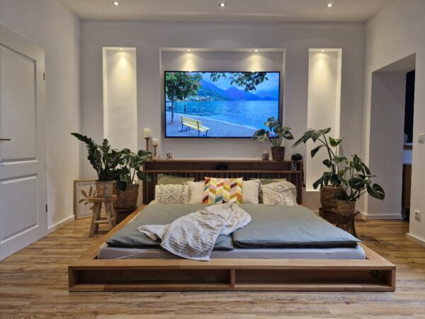 Massivholz Familienbett WEGGIS – 320×200 – Draufsicht vorne
