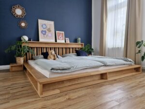 massivholzbett 180x200 WEGGIS aus massivem Holz im modernen, bodentiefen Design
